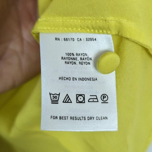 Maeve Yellow High-Low Long Sleeve Button Flared Blouse Size M - Picture 6 of 7